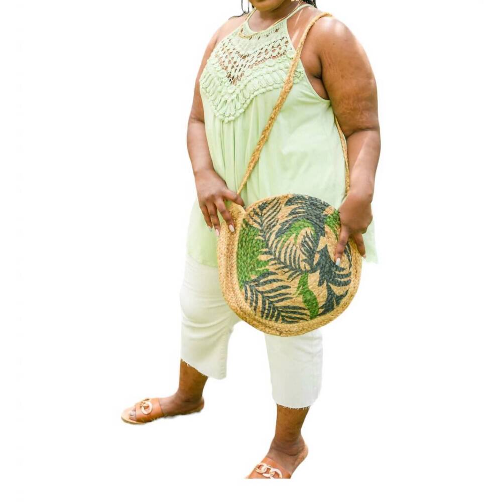 NEW 123 AMORE vacation in mind woven bag in tan